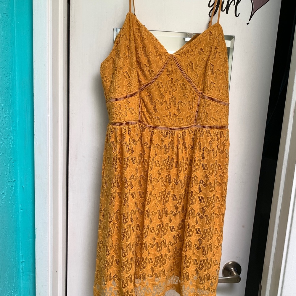 Mustard/yellow orange lace dress